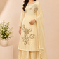 Soft Ivory Floral Embroidered Chinon Sharara Suit Set (RT1354)
