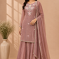 Dusty Mauve Floral Charm Embroidered Palazzo Suit Set (RT1359)