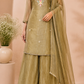 Olive Gold Floral Elegance Embroidered Palazzo Suit Set (RT1357)