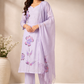 Dusty Lavender Floral Mull Chanderi Suit Set (RT1363)