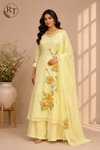 Marigold Grace Premium Mull Chanderi Embroidered Suit Set (RT1377)