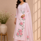 Blush Floral Premium Mull Chanderi Embroidered Suit Set (RT1376)