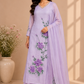 Lilac Butterfly Premium Mull Chanderi Embroidered Suit Set (RT1375)