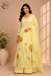 Sunshine Butterfly Premium Mull Chanderi Embroidered Suit Set (RT1374)