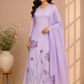 Lavender Bloom Premium Mull Chanderi Embroidered Suit Set (RT1373)