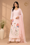 Pastel Garden Mull Chanderi Suit Set (RT1382)