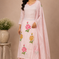 Baby Pink Floral Charm Embroidered Mull Chanderi Suit Set (RT1389)
