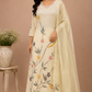 Ivory Bloom Mull Chanderi Embroidered A-Line Suit Set (RT1392)