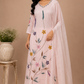 Soft Lavender Pink Floral Muse Mull Chanderi Embroidered A-Line Suit Set (RT1396)