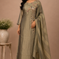 Olive Peacock Royale Premium Salsa Embroidered Suit Set (RT1409)