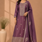 Plum Purple Embroidered Chanderi Tissue Silk 3-Piece Straight Cut Set (RT1403)