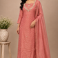 Rose Blush Salsa Embroidered Straight Suit Set (RT1406)