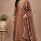 Mocha Elegance Imported Fabric Embroidered Straight Suit Set (RT1405)