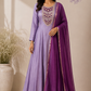 Lavender & Plum Embroidered Mull Chanderi Anarkali Set (RT1258)