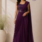 Royal Plum Sequin Silk One Minute Saree (RT1261)