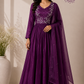 Royal Purple Embroidered Mull Chanderi Suit Set (RT1272)