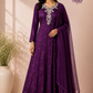 Wine Chinon Embroidered Anarkali Suit Set (RT1274)