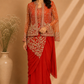 Radiant Rust Georgette Embroidered One Minute Saree (RT1280)
