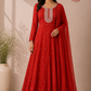 Saffron Glow Chinon Embroidered Anarkali Suit Set (RT1282)
