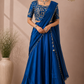 Royal Sapphire Blue Embroidered Satin Lehenga Set with Draped Dupatta (RT1296)