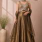 Regal Chocolate Bronze Floral Embroidered Metallic Lehenga Choli Set with Sheer Dupatta (RT1287)