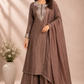 Coffee Pearl Chinon Embroidered Sharara Set (RT1170)