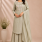 Dusty Beige Chinon Embroidered Sharara Set (RT1171)