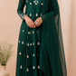 Royal Emerald Embroidered Chinon Anarkali Set (RT1172)