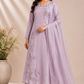 Silver Mist Chinon Embroidered A-Line Suit Set (RT2033)