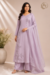 Silver Mist Chinon Embroidered A-Line Suit Set (RT2033)