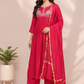 Cherry Red Premium Mull Chanderi A-Line Set (RT1181)