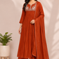 Rust Ember Premium Mull Chanderi A-Line Suit Set (RT1182)