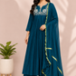 Teal Grace Premium Mull Chanderi A-Line Suit Set (RT1185)