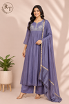 Lavender Haze Premium Mull Chanderi A-Line Suit Set (RT1186)