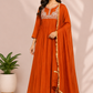 Burnt Orange Grace Premium Mull Chanderi A-Line Suit Set (RT1188)