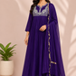 Imperial Violet Premium Mull Chanderi A-Line Suit Set (RT1187)