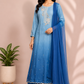 Azure Ombre Premium Chinon Embroidered A-Line Suit Set (RT1189)