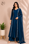 Ocean Crest Premium Mull Chanderi Embroidered Suit Set (RT1194)