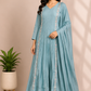 Misty Horizon Premium Mull Chanderi Embroidered Suit Set (RT1196)