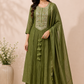 Verdant Aura Premium Mull Chanderi Embellished A-Line Suit Set (RT1203)