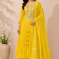 Sunlit Mustard Premium Mull Chanderi Embellished A-Line Suit Set (RT1206)