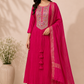 Fuchsia Royale Premium Mull Chanderi Embellished A-Line Suit Set (RT1205)