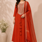 Terracotta Glow Premium Mull Chanderi Embellished A-Line Suit Set (RT1207)