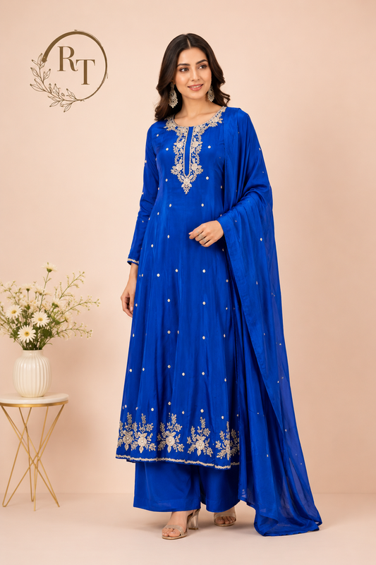 Blue Symphony Chinon Embroidered Anarkali Set (RT1208)