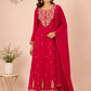 Radiant Fuchsia Premium Chinon Anarkali Suit Set (RT1211)