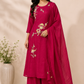 Ruby Blossom Mull Chanderi Embroidered A-Line Set (RT1201)