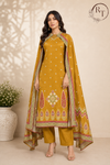 Mustard Royale Butter Crepe Cape Suit Set (RT1212)