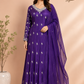 Royal Violet Chinon Embroidered Anarkali Suit Set (RT1220)