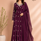 Plum Majesty Chinon Embroidered Anarkali Suit Set (RT1221)