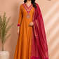 Saffron Royale Banaras Mull Chanderi Embroidered 3 Piece Suit Set (RT1229)